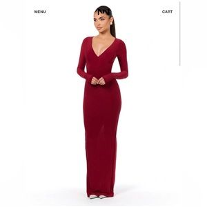 STRETCHY, BODYCON MAXI-LENGTH Dress with DEEP V-Neckline